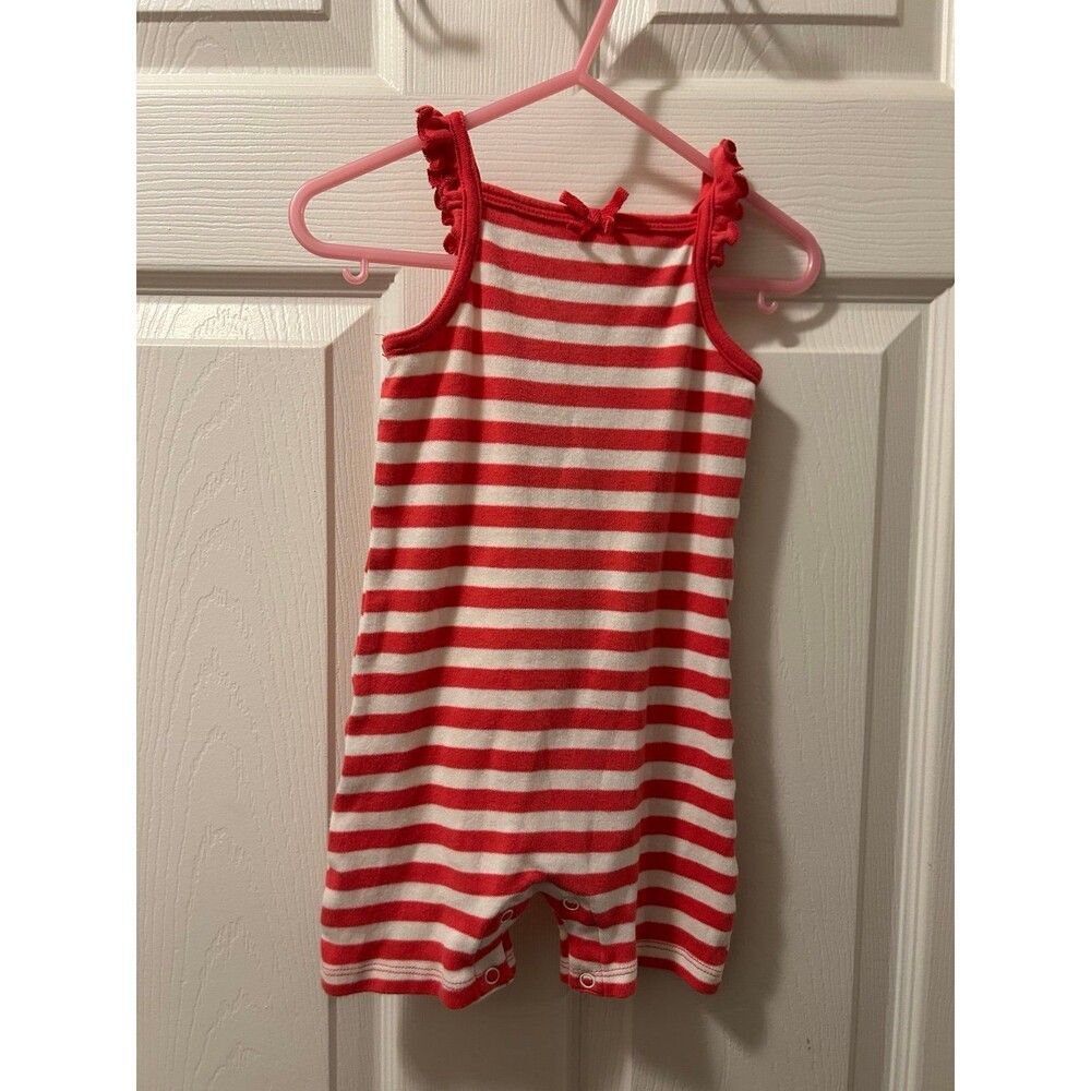 Pink and White Striped Romper - 9-12 months